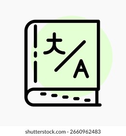 Icono de diccionario en estilo de línea. Perfecto para App, Sitios web, UI UX, presentaciones o infografías. Archivo de ilustración editable con diseño limpio y diseño moderno.