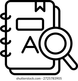 Ilustración vectorial de línea de icono de diccionario