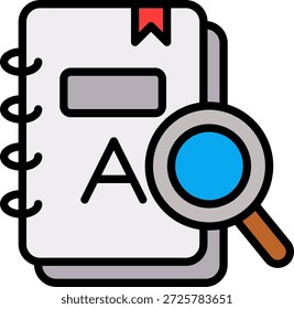 Ilustración vectorial de color lineal de icono de diccionario