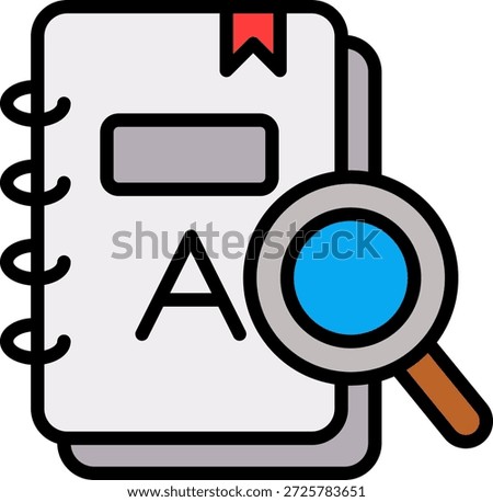 Dictionary Icon Lineal Color Vector Illustration