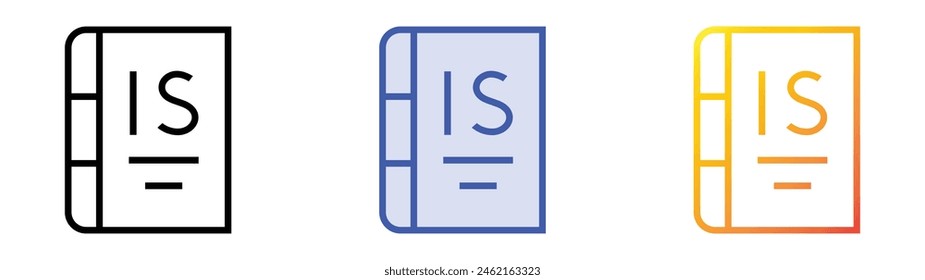 dictionary icon. Linear, Blue Fill and Gradient Style Design Isolated On White Background