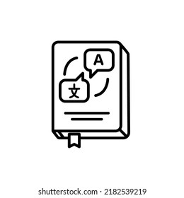 Dictionary icon in linear style isolated on white background