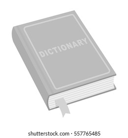 Dictionary icon in monochrome style isolated on white background. Interpreter and translator symbol stock vector illustration.