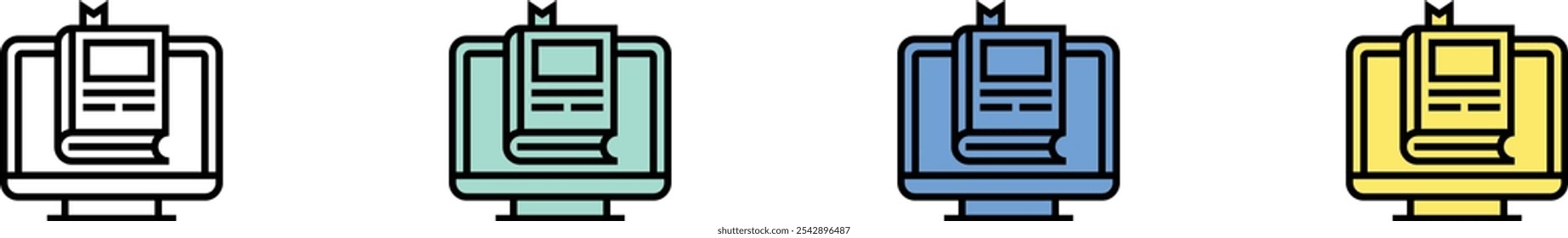 dictionary icon. Outline, Green, Blue and Yellow Style Design Isolated On White Background