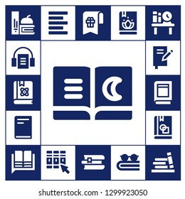  dictionary icon set. 17 filled dictionary icons.  Simple modern icons about  - Books, Audiobook, Book, Language, Left alignment, Library, Bookmark, Bookshelf