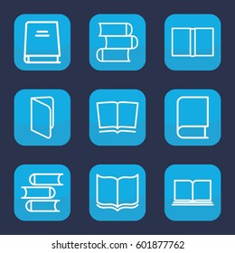 dictionary icon. Set of 9 outline dictionary icons such as 