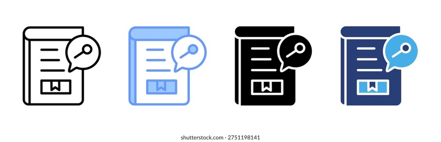 Dictionary icon set multiple style collection
