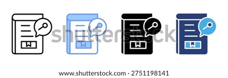 Dictionary icon set multiple style collection