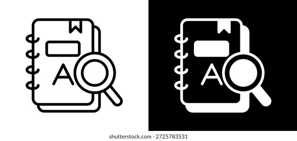 Dictionary Icon whiteblack Vector Illustration