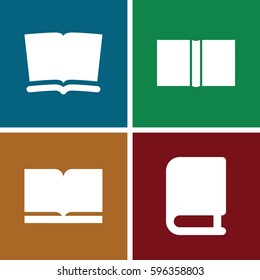 dictionary icons set. Set of 4 dictionary filled icons such as 