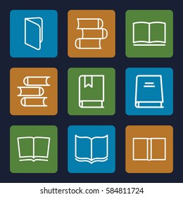 dictionary icons set. Set of 9 dictionary outline icons such as 