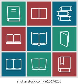 Dictionary icons set. set of 9 dictionary outline icons such as 
