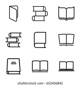 Dictionary icons set. set of 9 dictionary outline icons such as