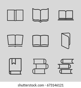 Dictionary icons set. set of 9 dictionary outline icons such as