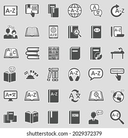 Dictionary Icons. Sticker Design. Vector Illustration.