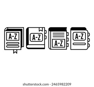 dictionary language icons vector simple line black white illustration template symbol collections isolated