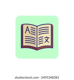 Dictionary line icon. Chinese learning, glossary, vocabulary. Translation concept. Can be used for topics like foreign languages, translating, mandarin