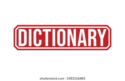 Diccionario Sello de goma rojo sobre fondo blanco. Signo de sello de diccionario. Sello de diccionario.