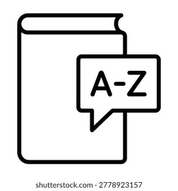 Dictionary or reference book icon with dictionary education reference language alphabet learning knowledge