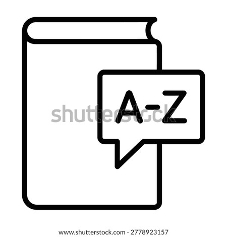 Dictionary or reference book icon with dictionary education reference language alphabet learning knowledge