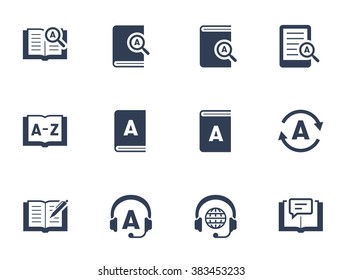 Dictionary And Translation Related Vector Icon Set