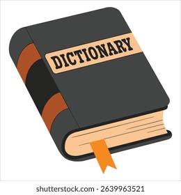 Dictionary vector, isolated on white. Great for school themes, linguistics, and multilingual concepts.