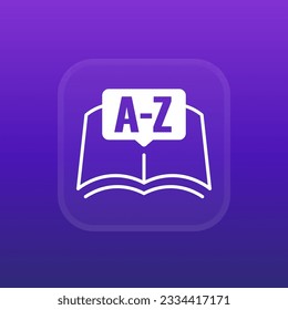 icono del libro de diccionario o vocabulario, vector