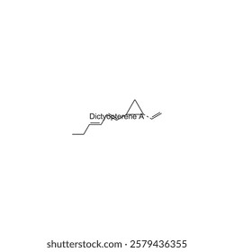 Dictyopterene A skeletal structure.Terpenoid compound schematic illustration. Simple diagram, chemical structure.