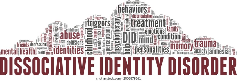DID - Dissociative Identity Disorder vector illustration word cloud isolated on a white background.