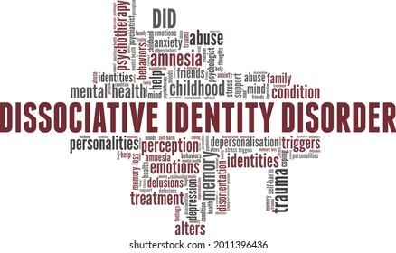 DID - Dissociative Identity Disorder vector illustration word cloud isolated on a white background.