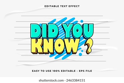 did you know 3d editable vector text effect. simple style text effect.