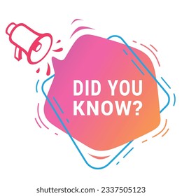 Did you know advice help quick tips banner with speech bubble and megaphone vector flat illustration. Educational interesting information knowledge poster marketing business communication message