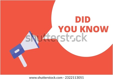 Did You Know announcement speech bubble with megaphone, Did You Know text speech bubble vector illustration