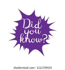 Did You Know badge vector. Did You Know question
