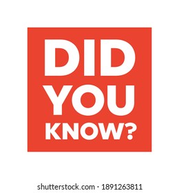 Did You Know badge vector. Did You Know question