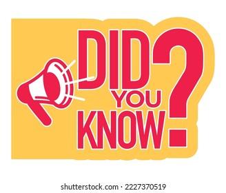 Did you know. Banner with chat bubble. Special offer question sign. Interesting facts symbol. Loudspeaker with speech bubble. Did you know promotion text. Social Media banner. Vector illustration