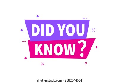 Did You Know banner design. Facts or Life Hacks. flat design. Vector illustration