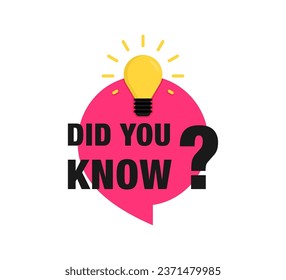 ¿Lo Sabías? ¿Sabía usted que el diseño de banner con bombilla y rayos. Diseño de banners para negocios, marketing y publicidad. Diseño de logotipo con bombilla, caja de ideas, cita para datos interesantes. Vector