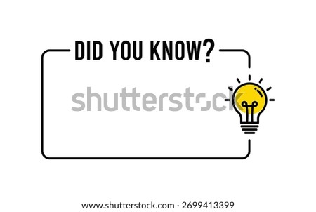 Did you know banner design with light bulb and rays.  label design featuring a bright light bulb and illuminating rays. Logo design. Vector illustration.