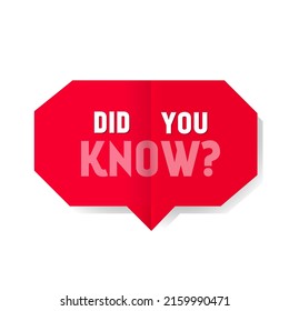 Did you know banner, icon, vector illustration. Design knowledge post for interesting fact or article.