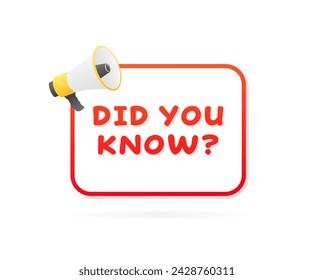 Did you know banner icon. Megaphone icon. Flat style. Vector icon