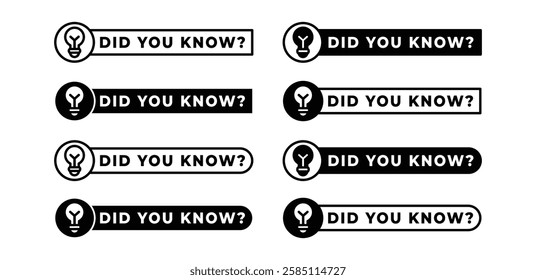 did you know banner label sign vector design icon black white color simple illustration template collections sets