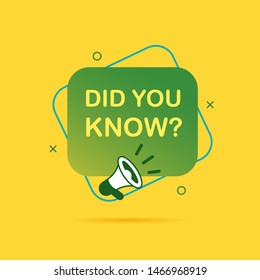 Did you know banner with megaphone on yellow background