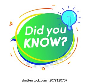 Did you know banner modern style for life hacks, advertising, education, business, interesting funny facts, learning, expert tutorial, wise council, blog label, social media. Vector 10 eps