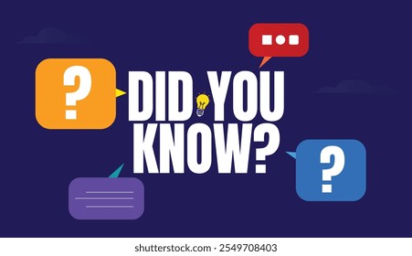 Did you Know. Did you know banner with speech bubbles of question marks, chat symbol. Fun facts, Amusing facts banner. 