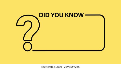 Did You Know blank template label design with question mark. Template post icon for social media, website, app background. Vector Illustration. 