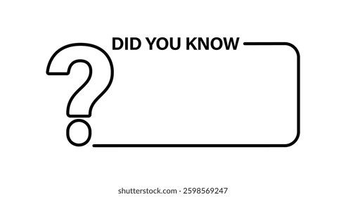 Did You Know blank template label design with question mark. Template post icon for social media, website, app background. Vector Illustration. 