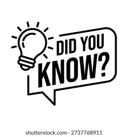 Did you know box frame big set. Did you know text in speech bubble blank template with message and question. Box frame with bulb icons, badge, sticker, label, flat vector, isolated illustration.
