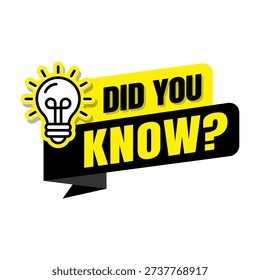 Did you know box frame big set. Did you know text in speech bubble blank template with message and question. Box frame with bulb icons, badge, sticker, label, flat vector, isolated illustration.