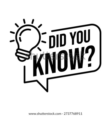 Did you know box frame big set. Did you know text in speech bubble blank template with message and question. Box frame with bulb icons, badge, sticker, label, flat vector, isolated illustration.